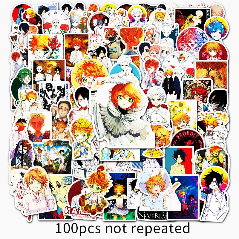 100 Pcs The Promised Neverland Anime Stickers for Suitcase, Notebook, Guitar