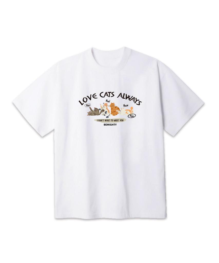 BEMIGHTY Love Cats Oversized Short Sleeve T-Shirt [Black]