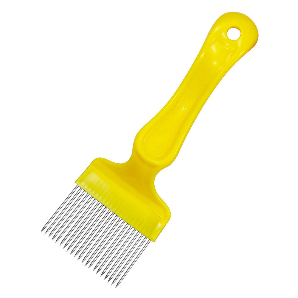 Stainless Steel Honey Cutting Fork with 21-Pin Plastic Handle - Multicolor Beekeeping Tool