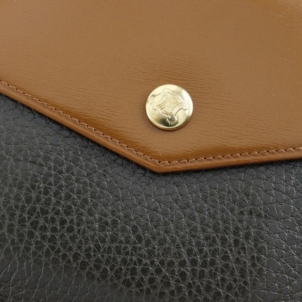 CELINE Double Sided Bi-Fold Wallet Brown leather Women Used