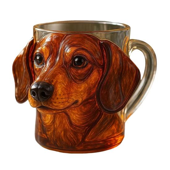 

3D-морда собаки, стеклянная кружка, забавная чашка для воды, 11 унций, гравировка, креативный контейнер для напитков, забавный скульптурный стеклянный подарок для любителей собак A