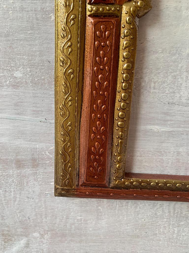 Hand-Painted Wooden Jharokha Frame: Indian Wall Decor