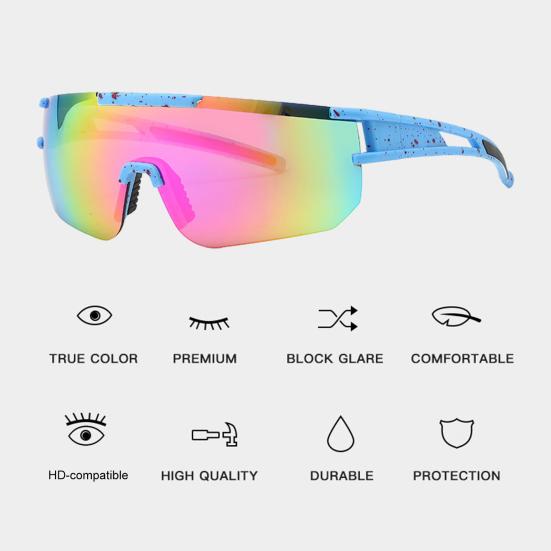 Women Cycling Sunglasses Nose Pads Sunshade Windproof No Rim Block UV Light Transparent Clear View Summer Outdoor Sunglasses Eyewear Accessories