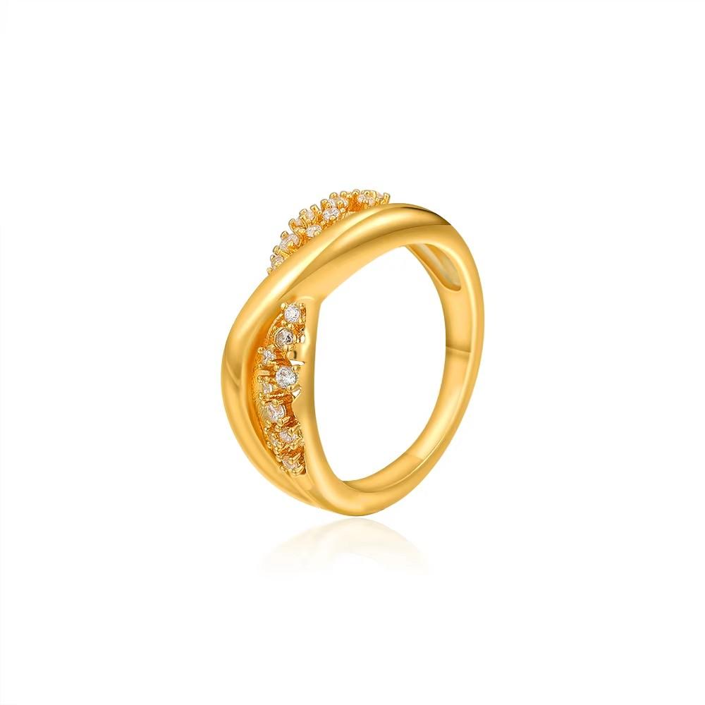 Anelli Placcati Oro 18K Impermeabili Cristallo Multicolore Texture a Strisce Chunky Anello Nuziale Quadrato Lucido Delicato Zircone Gioielli Punk