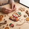 Holiday Party Supplies Christmas Fox Hanging Ornament, Wooden Cute Pendant with Glove Bell Tree Festive Decoration Charms, for Door Mantel Tree,