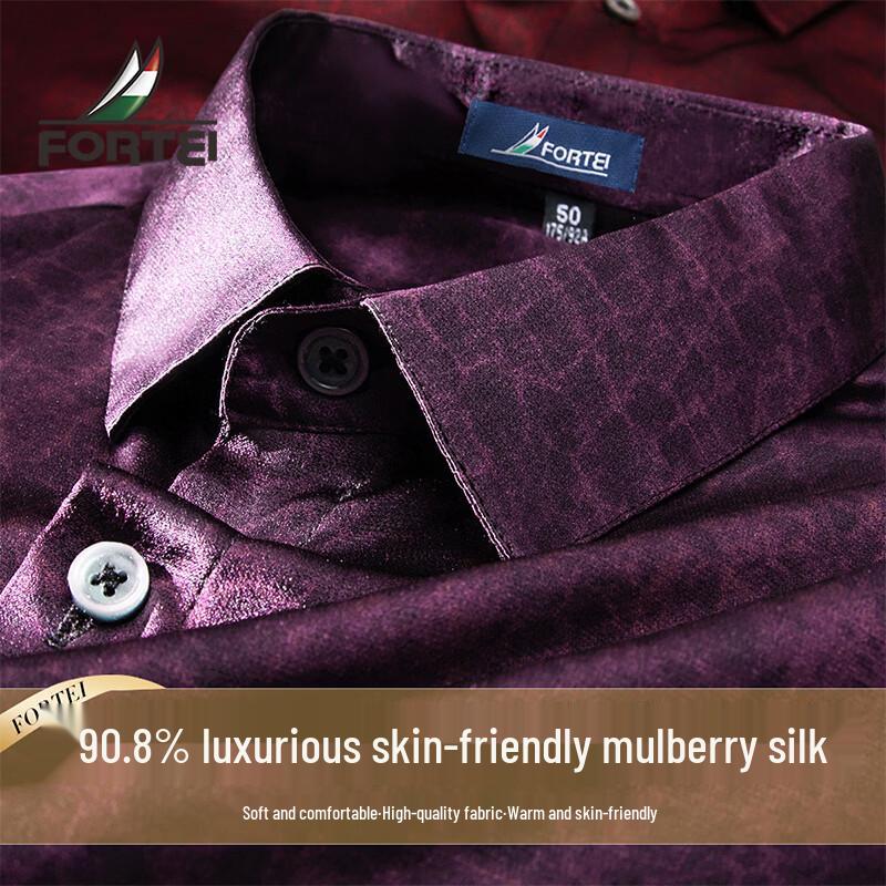 Men s 90.8% Silk Blend Long Sleeve Luxury Shirt 54