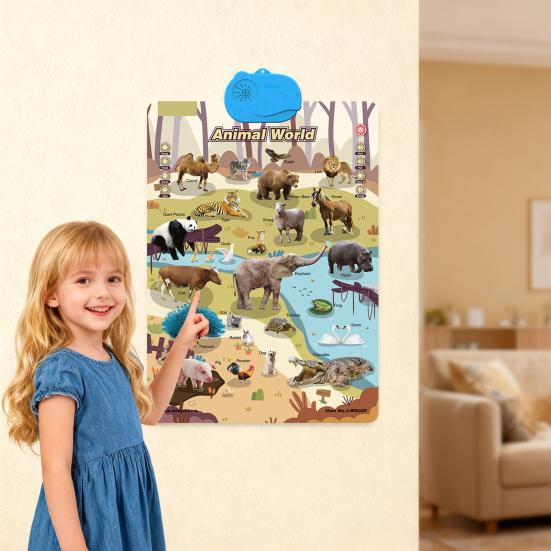 Electronic Talking Wall Chart ABC Words Animals Fruits Vehicles Alphabet Learning Poster Chart Toddlers Interactive Educational Hanging Chart Toy