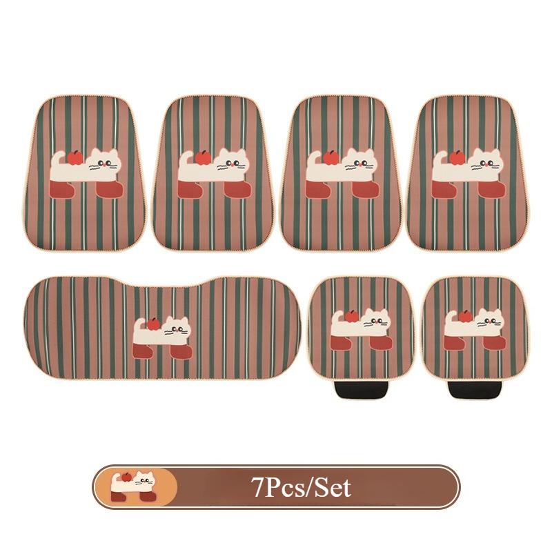 Cute Cat Universal Seat Cushion Covers Four Seasons Comfortable Skin-Friendly Plush Car Headrest Waist Support