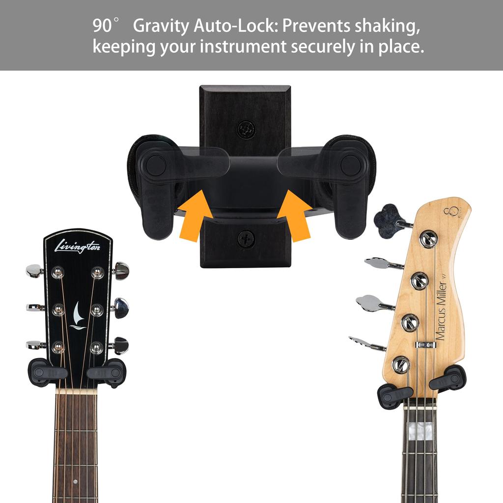 Sondery Guitar Wall Mount Stand Wall Mount Holder for Ukulele and Easily Attaches To Wood Wood and Brick Walls Hanger, Hook, Bass, Auto-Locking,
