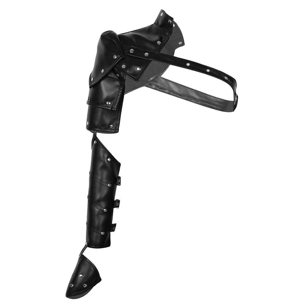 Gothic Punk Shoulder Armors Pu Adjustable Metal Rivets Arm Guard Body Chest Harness Protective Gauntlet Cosplay Costume Accessory