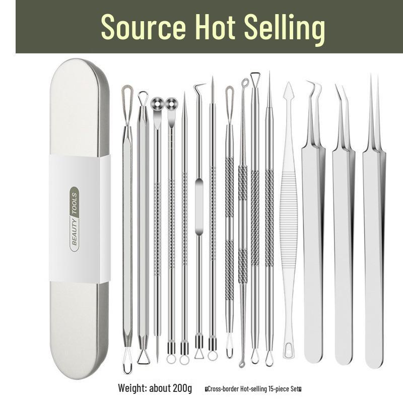 Stainless Steel Blackhead Remover Tool - Needle & Clip for Acne and Makeup.