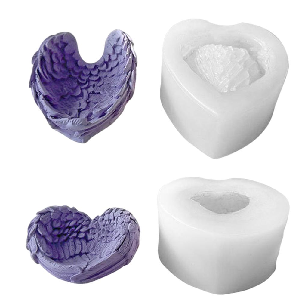 Vielseitige Herz-Engelsflügel-Form aus Silikon, langlebige Epoxidharzform für DIY Kuchen-, Süßigkeitenherstellung und Geschenk-Basteln
