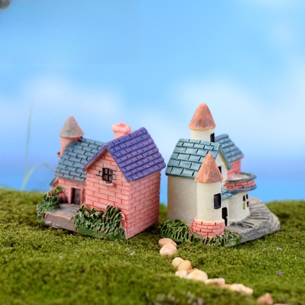 8Pcs Miniature Fairy Garden Houses Set DIY Fairy Garden Parts Miniature Ornament Statue Figurines For Landscape Pot Dollhouse