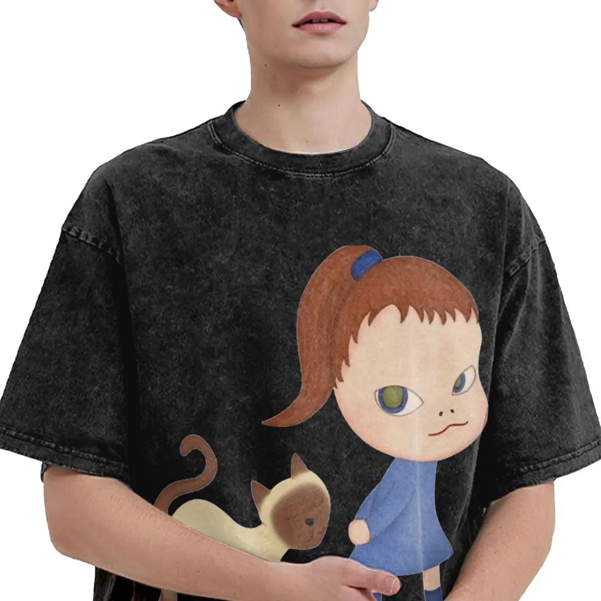 Washed T-Shirts Harajuku Beach Tees Streetwear Pattern Cotton Clothes Birthday Present S разноцветный