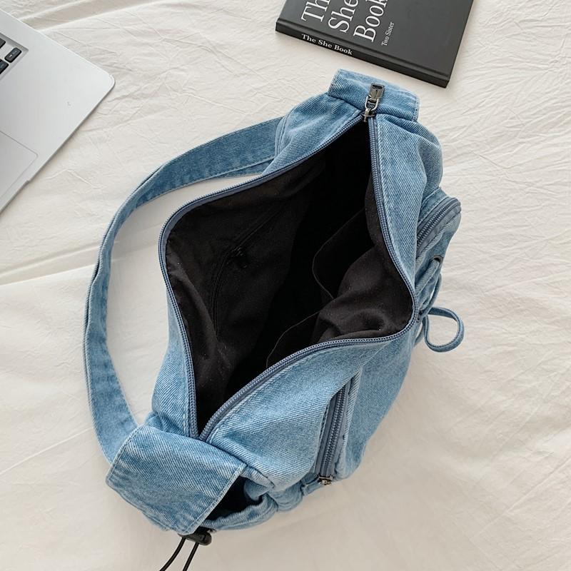 Denim Crossbody Bag Women's Underarm Bag Multi-Pocket Shoulder Bag
