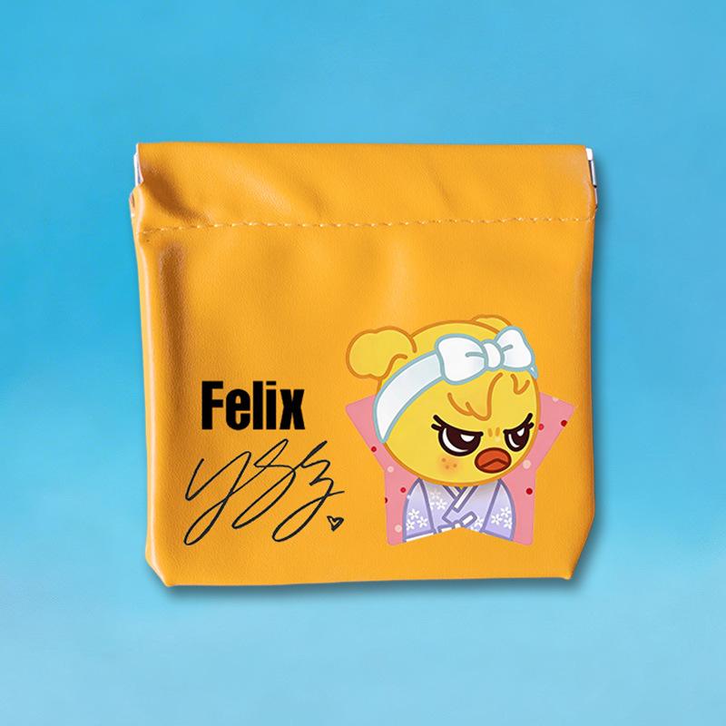 Stray Kids PU Leather Coin Purse Cute Cartoon Digital Storage Bag Portable Earphone Cable Lipstick Organizer Pouch Gift