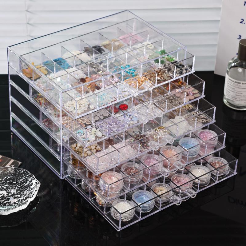 1pc acrylic 3-layer/5-layer jewelry nail accessories storage box, transparent ring jewelry display box room aesthetic decoration