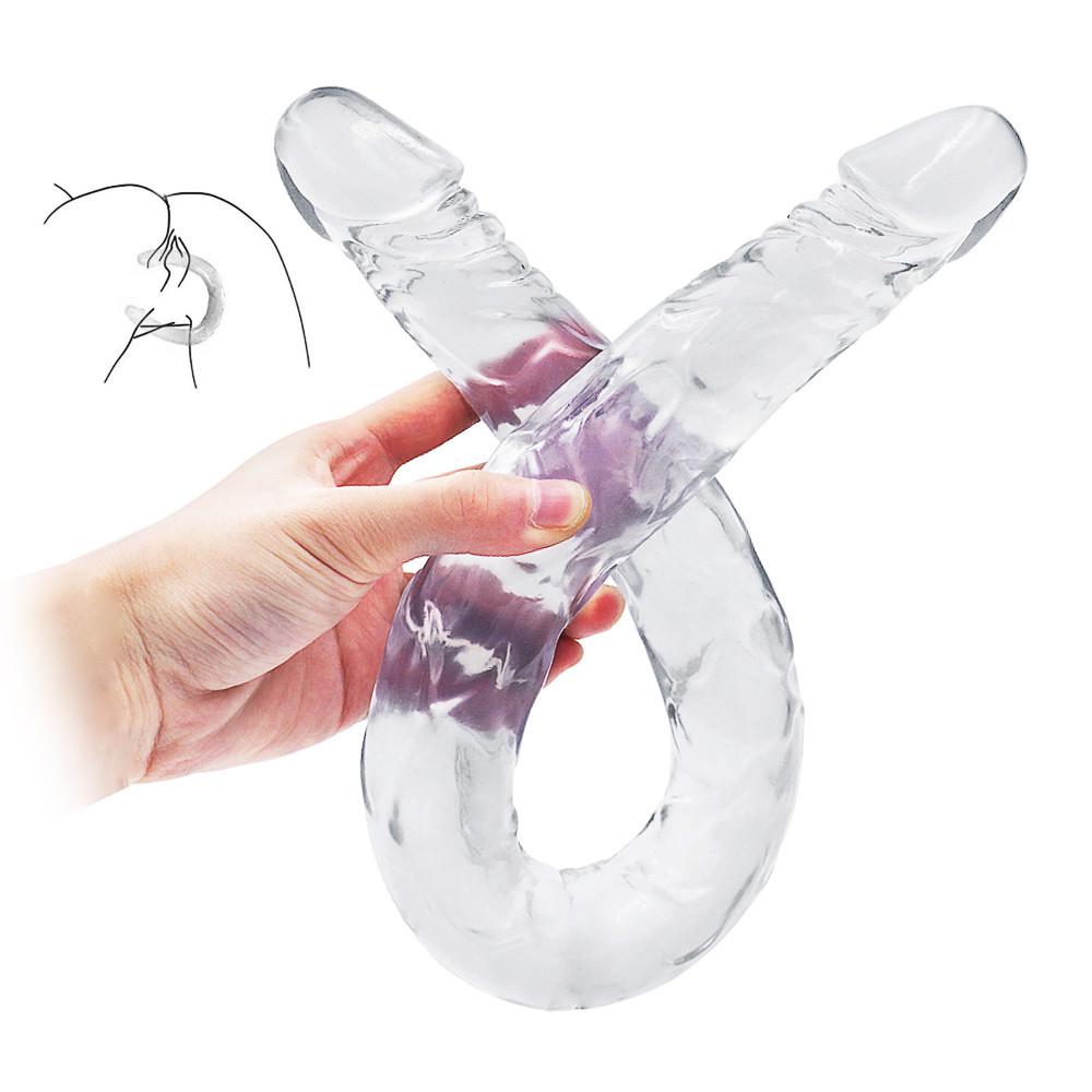 Dildo s dvojitou hlavou RUNYU Realistické dildo Cock Vaginální anální kolík Flexibilní penis Pro ženy Dilda Sexuální hračky