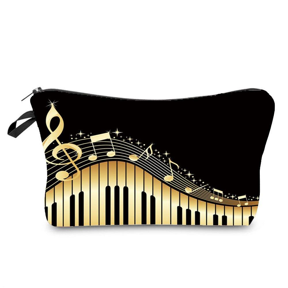 1 Stück Musiksymbol Tastaturdruck Kosmetikaufbewahrungstasche, Tragbare Make-up-Tasche Toilettenartikel Waschorganizer für Frauen Mädchen Halloween Weihnachtsgeschenke