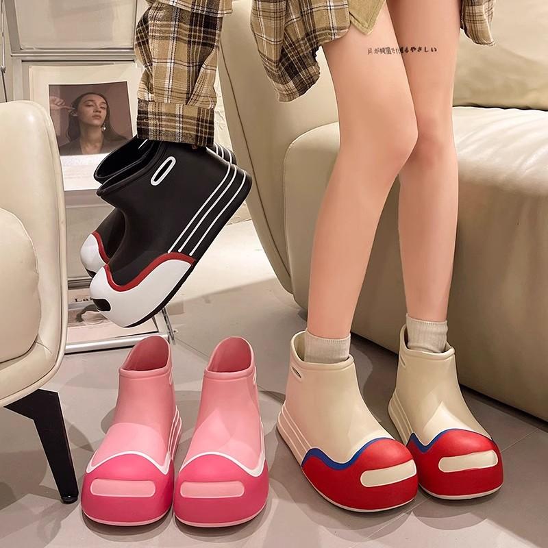 Fashion Cute Rain Boots for Women Fashion Mid-tube Rain Boots Outdoor Waterproof Garden Work Shoes for Women Lightweight EVA Rain Shoes