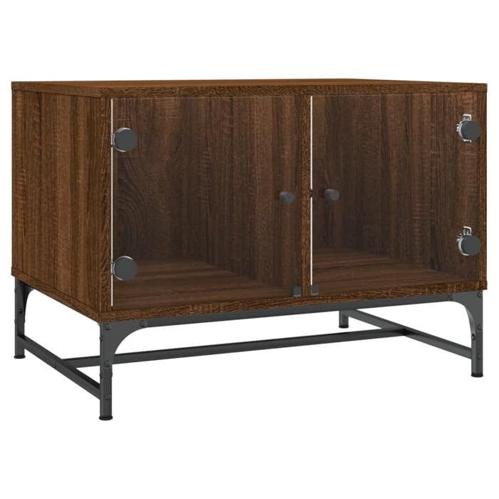 VidaXL Coffee Table with Glass Doors, Side Table with Storage, Living Room Side Table, Indoor, 836545
