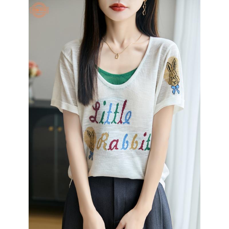 

Две новые летние модные женские трикотажные футболки с короткими рукавами, с трендовым дизайном и большого размера, универсальны. XXL белый