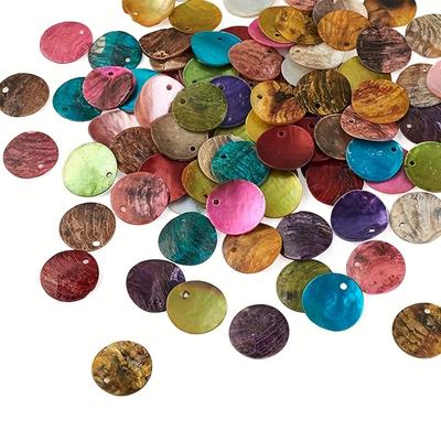 20/50/100pcs Shell Beads Flat Round Mussel Shell Coin Pendant Beads, Rainbow Back, Used for Handmade Jewelry Making