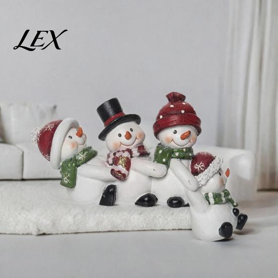 Humorous Xmas Party Favors Christmas Table Edge Sitter Figurine, Tug of War Hanging Character Decor, Snowman Thanksgiving Tiered Tray Displays