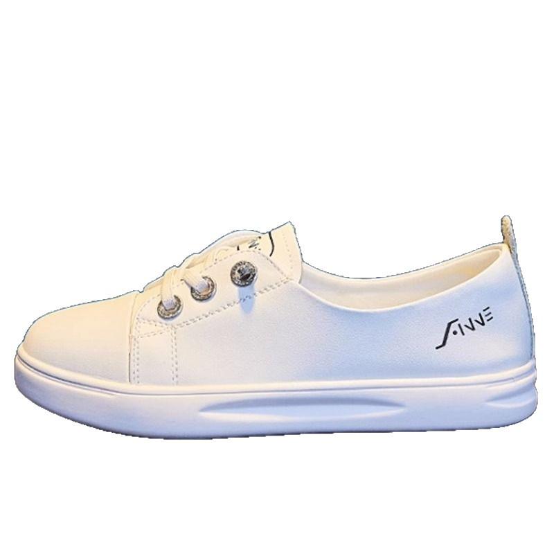Women's Genuine Leather Slip-On White Sneakers: Low-Cut, Versatile, Trendy Summer Style.