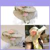 Flower Butterfly Bow Straw Hat With Large Brim For Beach Summer Sun Protection