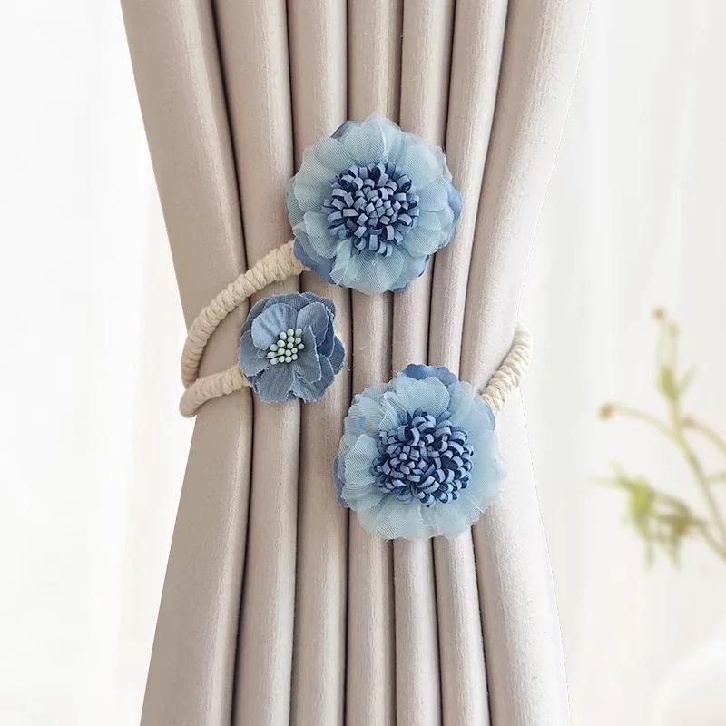 Flower Curtain Magnetic Tie Rope Backs Holdbacks Buckle Clips Accessory Rods Accessoires Hook Holder Home Decorations