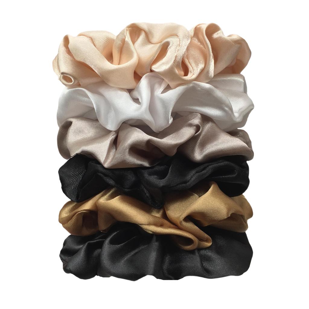 25/10//6 Stück Satin Scrunchies Mädchen Elastisches Haarband Pferdeschwanzhalter Haargummis Mode Damen Accessoires Uni Scrunchy