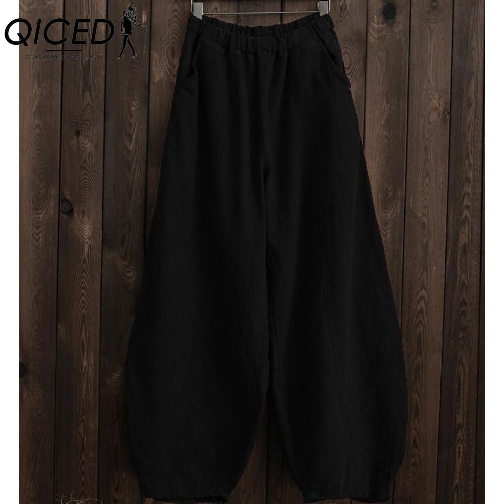 

QICED Женские модные повседневные брюки и капри с принтом однотонного цвета XL чёрный