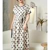 Black Polka Dot Loose Mid-Length Dress for Young & Elderly Women