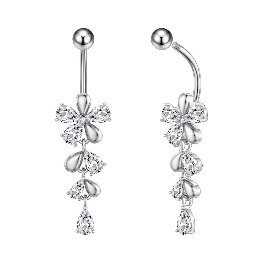 Exquisite Butterfly Chain Navel Ring Stainless Steel Navel Button Fashion Belly Navel Stud Women