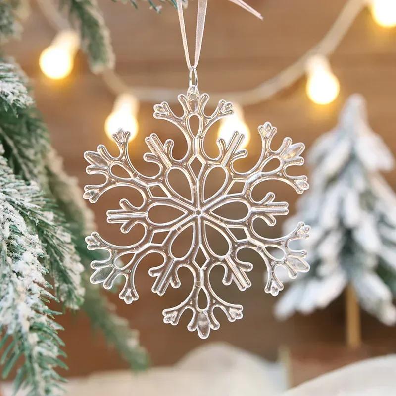 3pcs/set Christmas Decorations Christmas Transparent Plastic Snowflake Pendants Christmas Tree Home Decorations