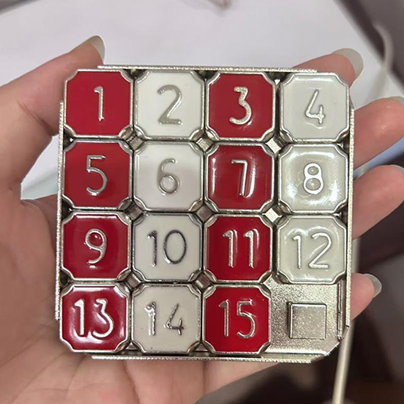 Metall Gehirnjogger 1-15 Zahlen Schiebepuzzle für Erwachsene Jugendliche Kinder IQ Test Digitale Huarong Straße Lernspielzeug