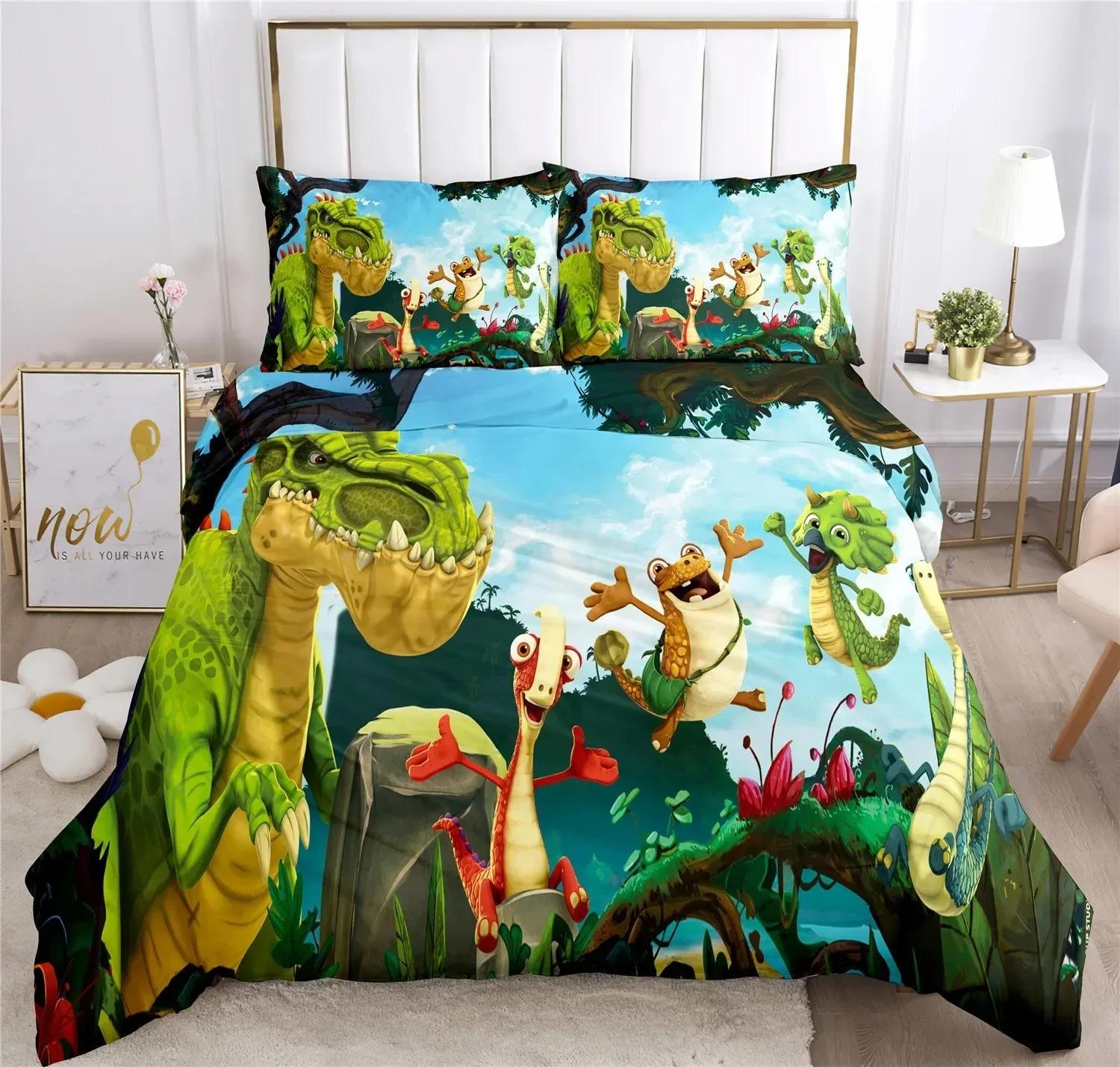 

SkinFriendly Vibrant Double Full Dinosaur Print 3D Size Big Bed Boy Girl Bedroom Decoration Gift 2 3pcs Quilt Comforter (quilt)-EU Single(135*200cm)3pcs