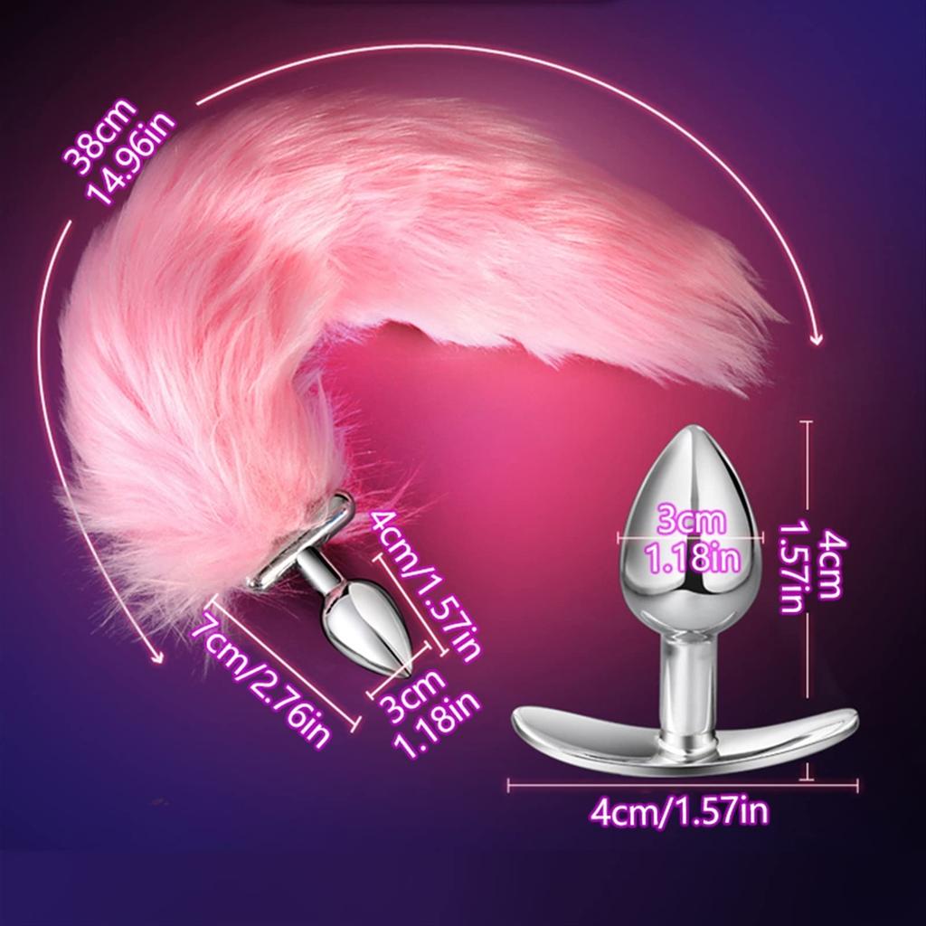 LED Glowing Butt Plug Fox Tail For Woman Man Separable Metal Anal Plug with Tail Luminous Cosplay Sex Anal Toys for Couples