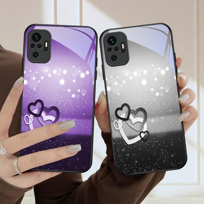 Warm and Romantic Love For Redmi Note 8 9 9S 12S 10 Pro 11 12 13 Pro+ 14 Pro K60 Ultra 13C 14C A3 12 13 Black Glass Phone Case