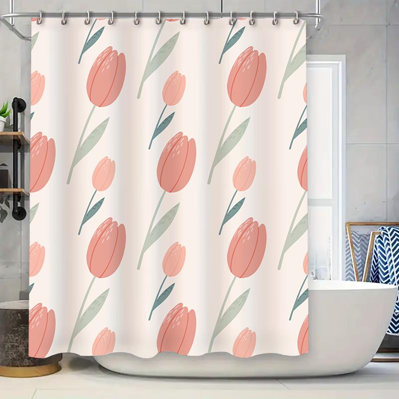 

Soft Floral Printed Shower Curtains Pink Peony 3D Waterproof Bathroom Decor For Modern Home Decoration Set Includes 1 Curtain Pa W60H190(CM)-1 Pcs