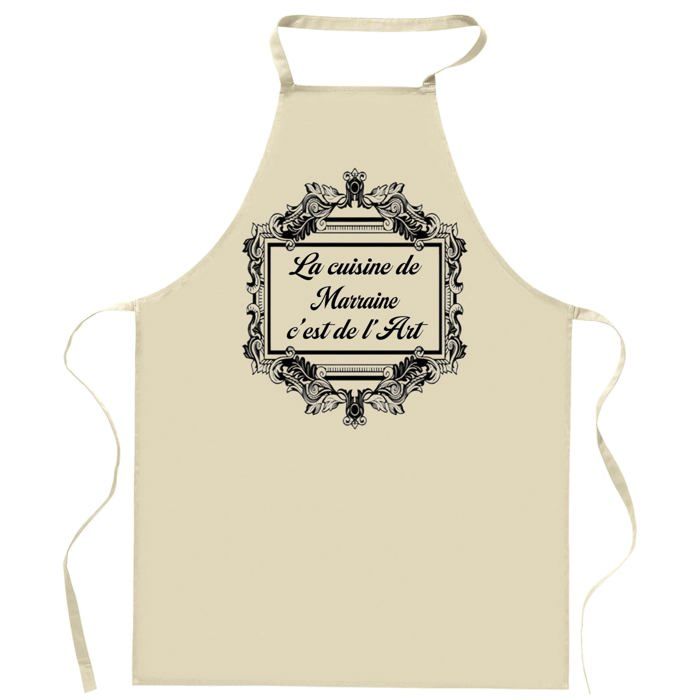 Planetee Tablier Marraine Fait de l'Art | Cadeau original Prénom pour Cuisinière | Vêtement Blouse protection pour Cuisine