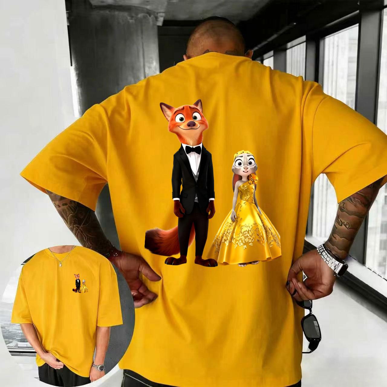 2026 Summer Disney Cute Judy Tshirt Mens Street Fashion 100 Pure Cotton Shortsleeved Casual Loose Breathable Top S