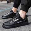0212 Men's Board Shoes White Low Top Leather Flat Bottom Student Retro Sports Large Korean Edition Casual