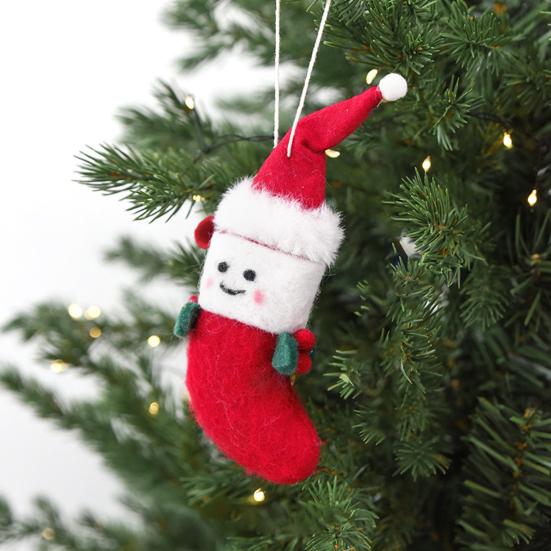 Christmas Tree Decorations Felt Ornament, Handmade Wool Santa Candy Cane House Winter Holiday Decor Snowman Hanging for Tree, Home Party Unique