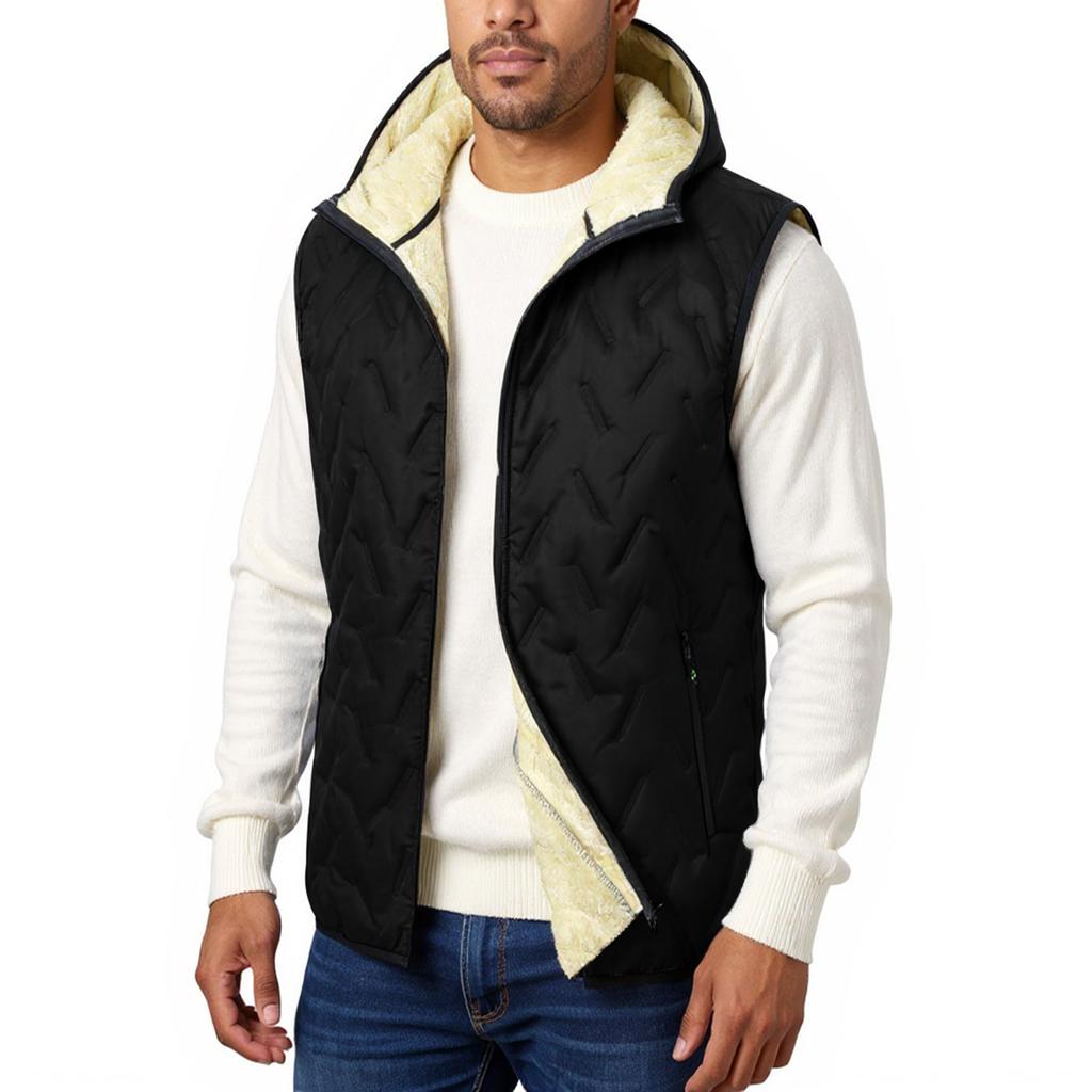 Men's  Leisure  Adding Fleece  Thickened  Hooded Hood  Vest  Coa