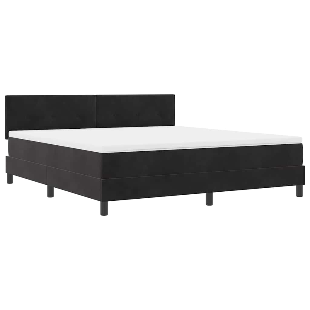 LED Box Spring Bed with Mattress Black 180 x 200 cm Velvet