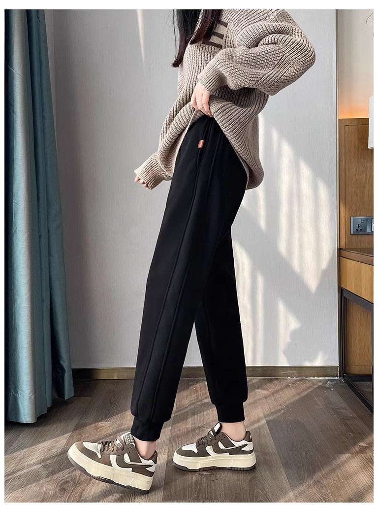 Women's Plus Size Fleece-Lined Lambswool Sweatpants - Winter Casual Loose Fit