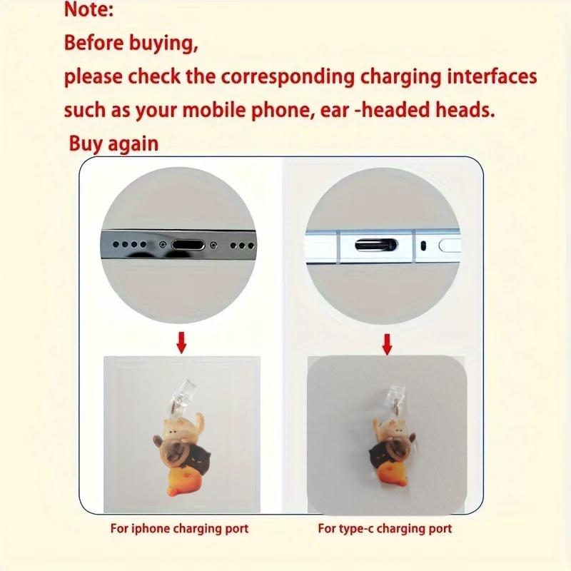 2D Acrylic Flat Four Kittens Phone Dust Plug Charm, Phone Charging Port Cover, Phone Decoration