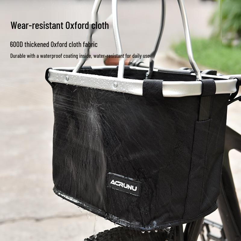 ACRUNU Waterproof Front Basket for Mountain Bike & Electric Scooter - Commuting Foldable Aluminum Alloy Handheld Basket